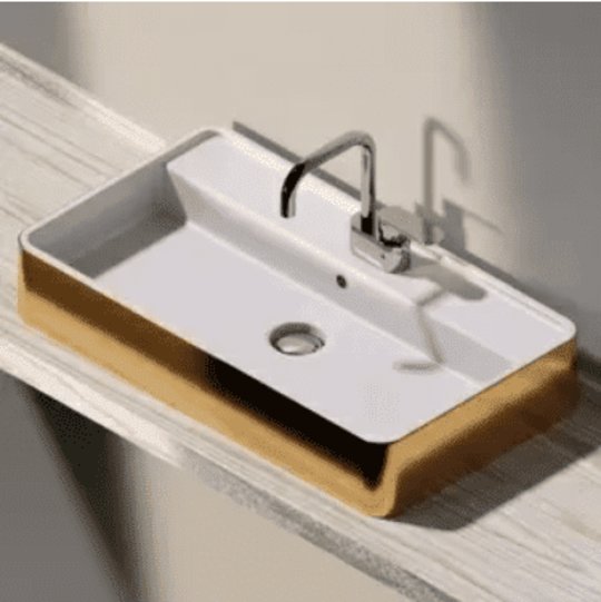 Керамическая раковина 75 см Flaminia Miniwash 75, white / gold (MW75PR) На столешницу, На тумбу Прямоугольные