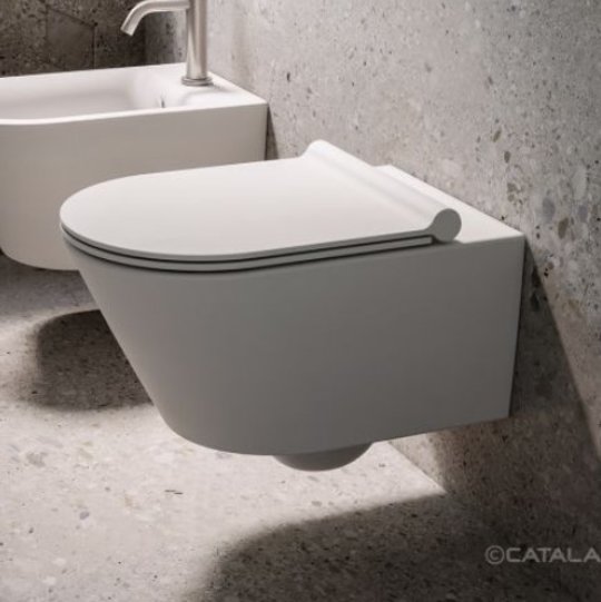 Подвесной безободковый унитаз Catalano New Zero NewFlush, bianco satinato (1VS55NRBM) Подвесные 