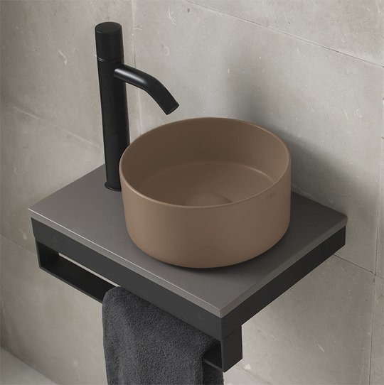 Раковина накладна 25 см Cielo Shui Comfort Minimo, коричневий (MILAT-AN) На стільницю, На тумбу 