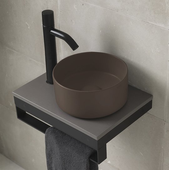 Раковина накладная 25 см Cielo Shui Comfort Minimo, коричневый (MILAT-CA) На столешницу, На тумбу Круглые