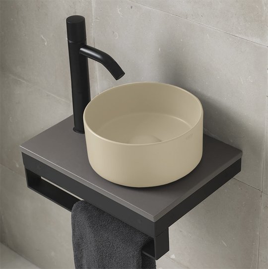 Раковина накладная 25 см Cielo Shui Comfort Minimo, бежевый (MILAT-LN) На столешницу, На тумбу Круглые