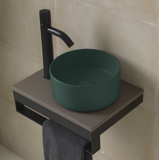Раковина накладная 25 см Cielo Shui Comfort Minimo, темно-зеленый (MILAT-MU) На столешницу, На тумбу Круглые