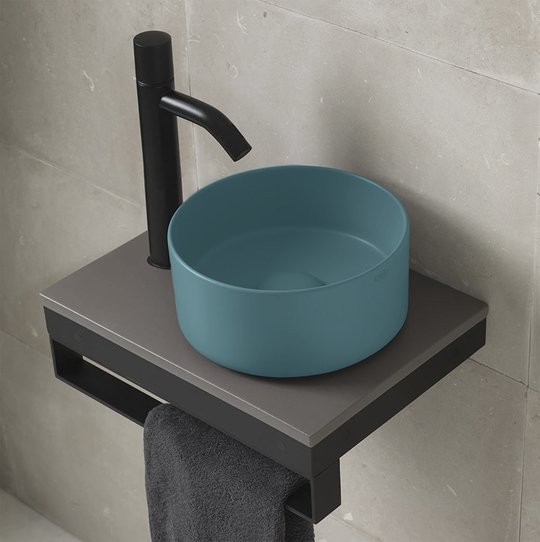 Раковина накладная 25 см Cielo Shui Comfort Minimo, бирюзовый (MILAT-PL) На столешницу, На тумбу Круглые