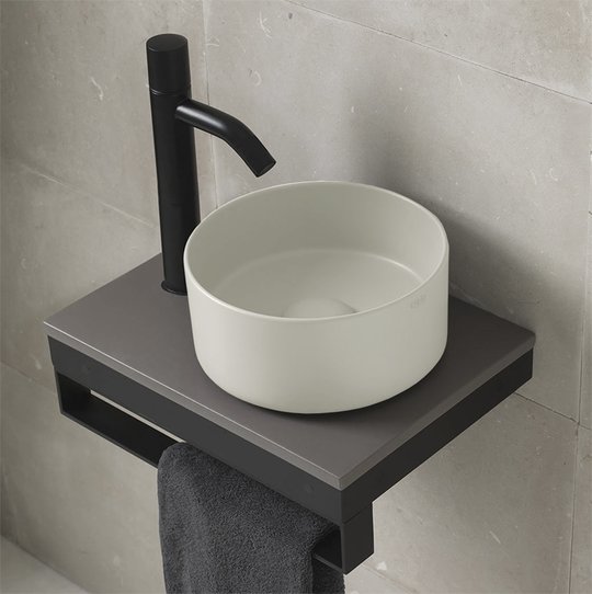 Раковина накладная 25 см Cielo Shui Comfort Minimo, светло-серый (MILAT-PM) На столешницу, На тумбу Круглые