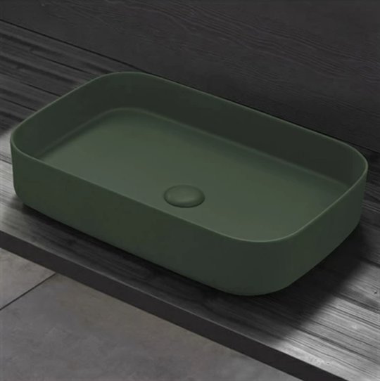 Раковина накладная 60 см Cielo Shui Comfort, зеленый (SHCOLAR60-AG) На столешницу, На тумбу Прямоугольные