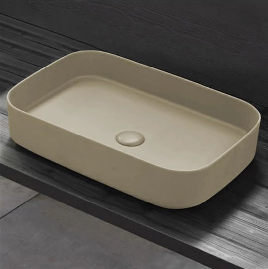 Раковина накладная 60 см Cielo Shui Comfort, бежевый (SHCOLAR60-LN) На столешницу, На тумбу Прямоугольные