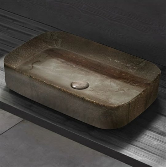 Раковина накладна 60 см Cielo Shui Comfort, коричневий мармур (SHCOLAR60-BP) На стільницю, На тумбу 