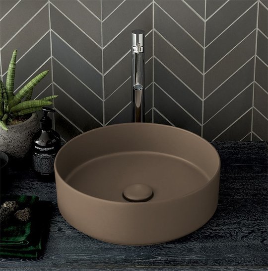 Раковина накладная 40 см Cielo Shui Comfort, коричневый (SHCOLAT40-AN) На столешницу, На тумбу Круглые