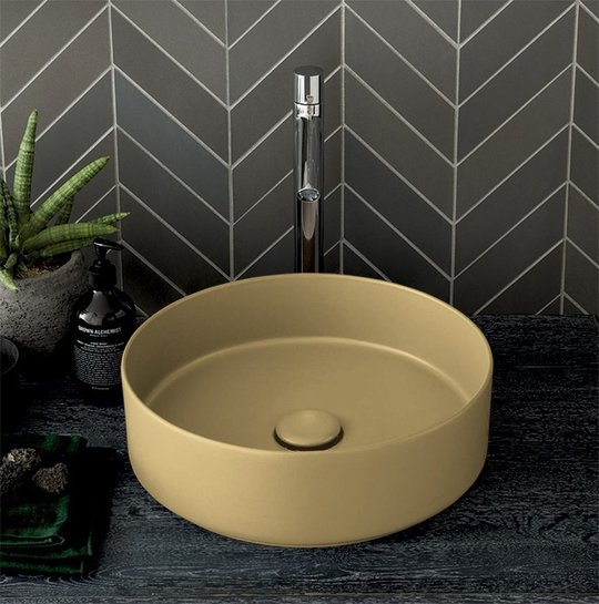 Раковина накладная 40 см Cielo Shui Comfort, песочный (SHCOLAT40-CN) На столешницу, На тумбу Круглые