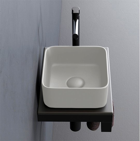 Раковина накладная 25 см Cielo Shui Comfort Minimo, светло-серый (MILAQ-PM) На столешницу, На тумбу Квадратные