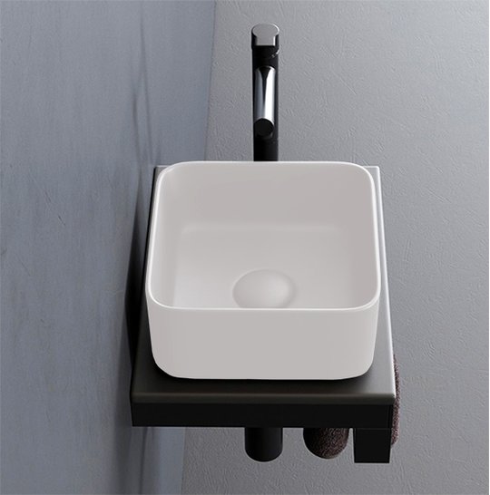 Раковина накладная 25 см Cielo Shui Comfort Minimo, молочный (MILAQ-TL) На столешницу, На тумбу Квадратные