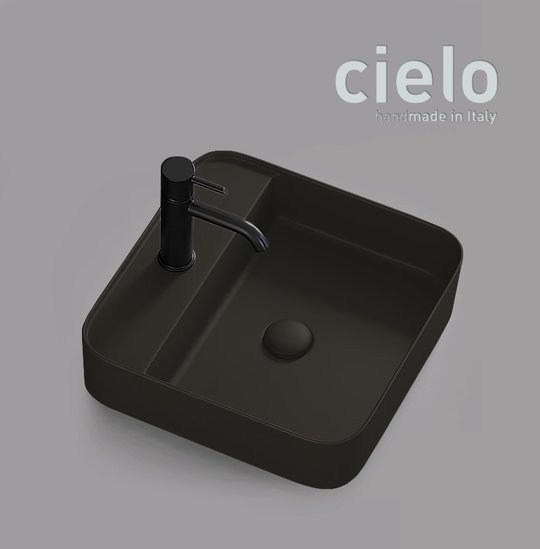 Керамическая раковина 44 см Cielo Shui Comfort, графит (SHCOLAQF-LV) На столешницу, На тумбу, Подвесные Квадратные