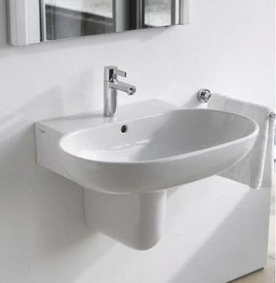 Керамическая раковина 70 см Duravit Bathroom Foster (0419700000) На полупьедестал, На пьедестал, Подвесные Овальные