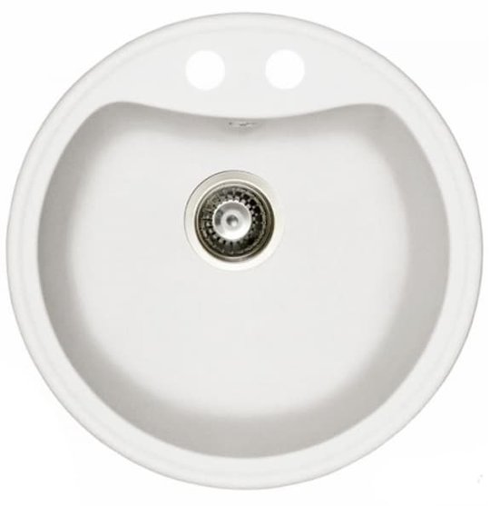 Гранитная мойка Marmorin KOVA White Alabaster (250803016) Врезные сверху Круглые Белый