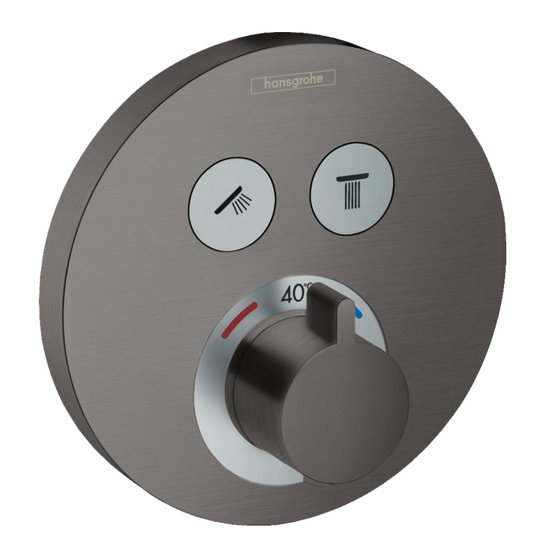 Термостатический смеситель Hansgrohe ShowerSelect S Brushed Black Chrome (15743340) Для ванны, Для душа Черный