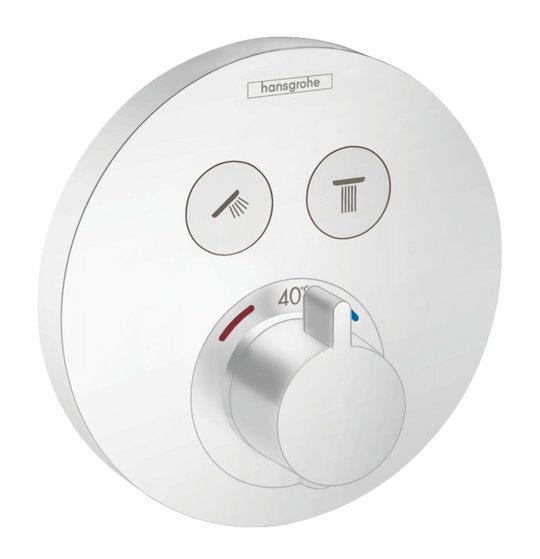 Термостатичний змішувач Hansgrohe ShowerSelect S Matt White (15743700) Для ванни, Для душа Білий, Білий матовий