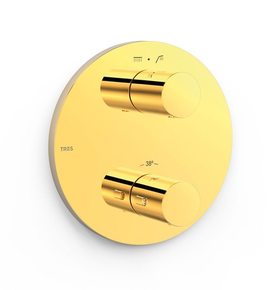 Термостатический смеситель на 2 потребителя Tres Therm-Box, золото (26225001OR) Для ванны, Для душа Золото