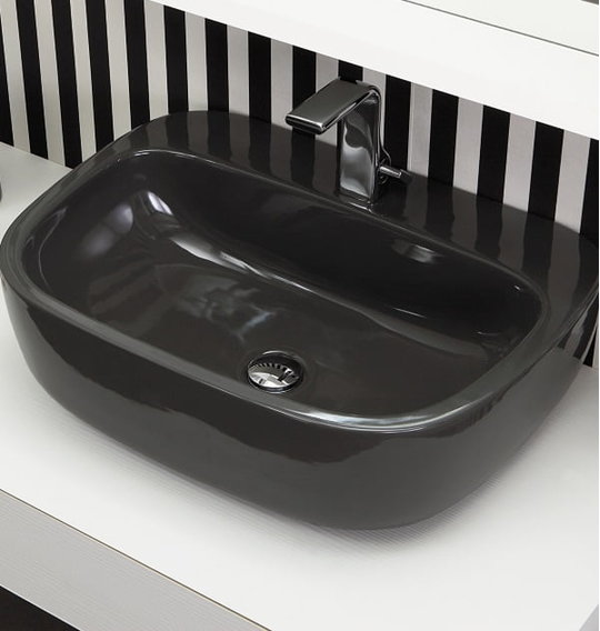 Керамическая раковина 54 см Flaminia Mono 54, black (MN54L) На столешницу, Подвесные Прямоугольные