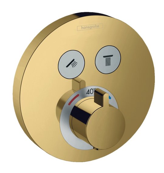 Термостатичний змішувач Hansgrohe ShowerSelect s Polished Gold Optic (15743990) Для ванни, Для душа Золото