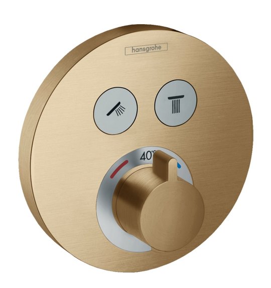 Термостатичний змішувач Hansgrohe ShowerSelect S Brushed Bronze (15743140) Для ванни, Для душа Бронза