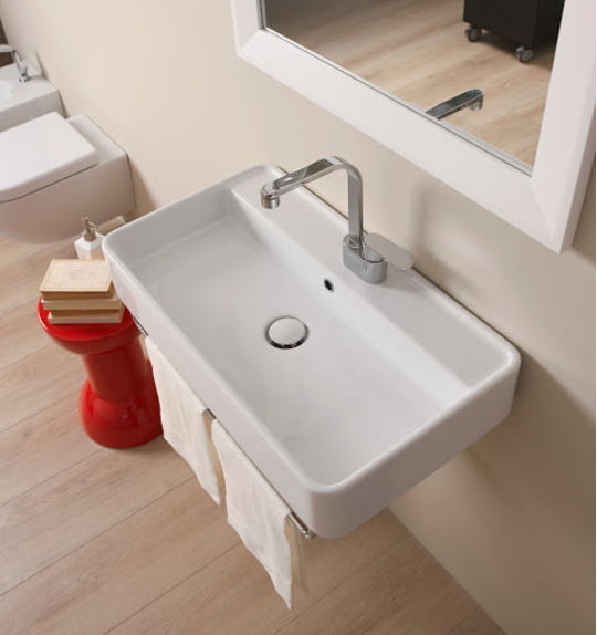 Керамическая раковина 60 см Flaminia Miniwash 60, white (MW60S) На столешницу, Подвесные Прямоугольные