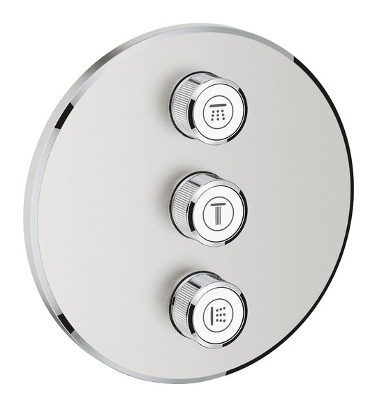 Внешняя панель вентиля для встраиваемого монтажа Grohe Grohtherm SmartControl (29122DC0) Для ванны, Для душа Нерж. сталь