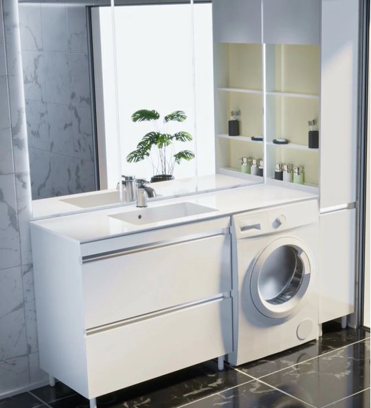 Мебельный комплект Fancy Marble Jamaica 1500 R/L с раковиной, белый (Jamaica 1500 Б) Fancy Marble Мебельные комплекты
