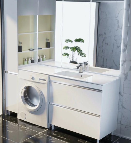 Мебельный комплект Fancy Marble Jamaica 1500 R/L с раковиной, белый матовый (Jamaica 1500 М) Fancy Marble Мебельные комплекты