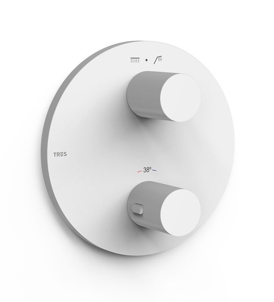 Термостатический смеситель на 2 потребителя Tres Therm-Box, белый матовый (26225001BM) Для ванны, Для душа Белый, Белый матовый
