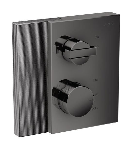 Термостатичний змішувач Axor Edge diamond cut, Polished Black Chrome (46751330) Для ванни, Для душа Чорний глянсовий 