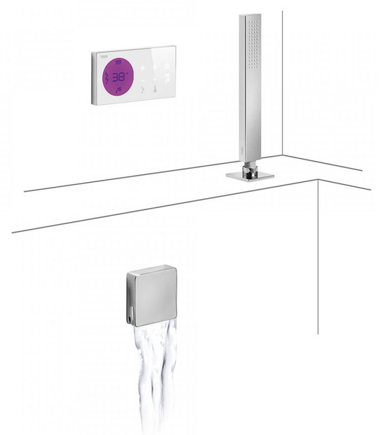 Электронный душевой комплект для ванны скрытого монтажа Tres SHOWER TECHNOLOGY (09286571) Душевые комплекты (системы) Хром