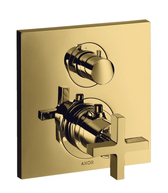 Термостатичний змішувач на 2 споживача Axor Citterio, Polished Gold Optic (39725990) Для ванни, Для душа Золото