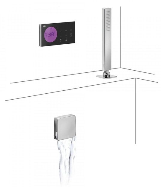 Електронний душовий комплект для ванни прихованого монтажу Tres SHOWER TECHNOLOGY (09288571) Душові комплекти (системи) Хром