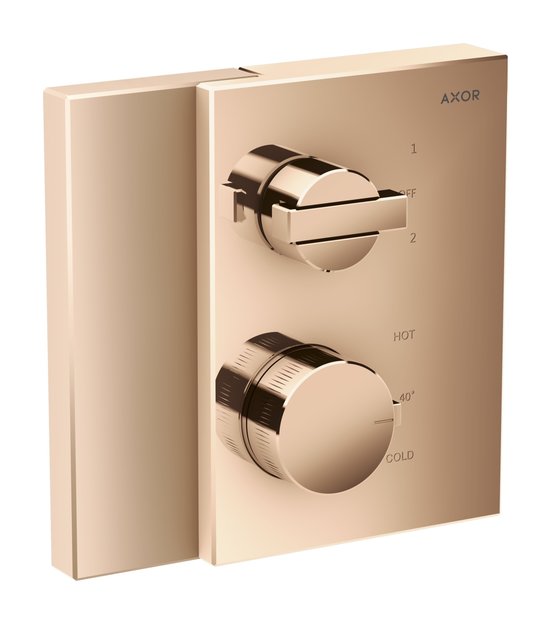 Термостатический смеситель на 2 потребителя Axor Edge, Polished Red Gold (46760300) Для ванны, Для душа Красное золото