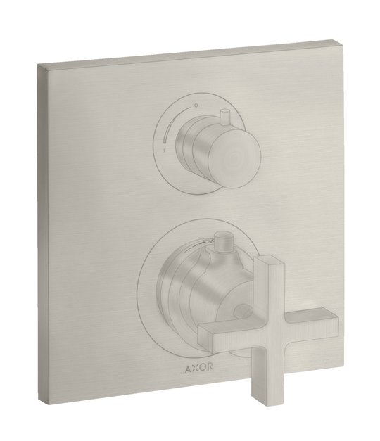 Термостатический смеситель на 1 потребитель Axor Citterio, Stainless Steel Optic (39705800) Для ванны, Для душа Нерж. сталь