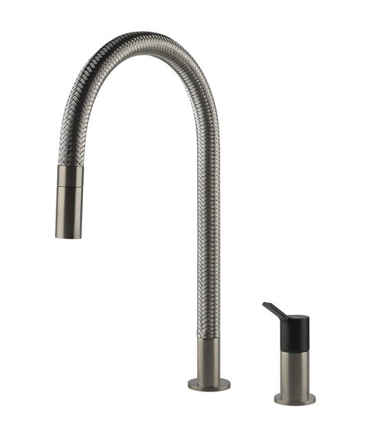 Змішувач для кухні Gessi Kitchen MESH, сталь / чорний(60001-599) Для кухні Нерж. сталь, Чорний матовий