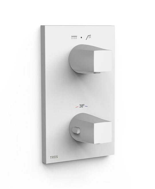 Термостатический смеситель на 2 потребителя Tres Therm-Box, белый матовый (21125001BM) Для ванны, Для душа Белый, Белый матовый