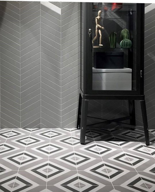 Плитка Wow Subway Lab Chevron A Pearl Gloss 5*23 (101160) Для кухни, Для общественных помещений, Для жилых помещений, Для ванной