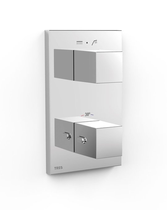 Термостатический смеситель на 2 потребителя Tres Therm-Box, хром (00625001) Для ванны, Для душа Хром
