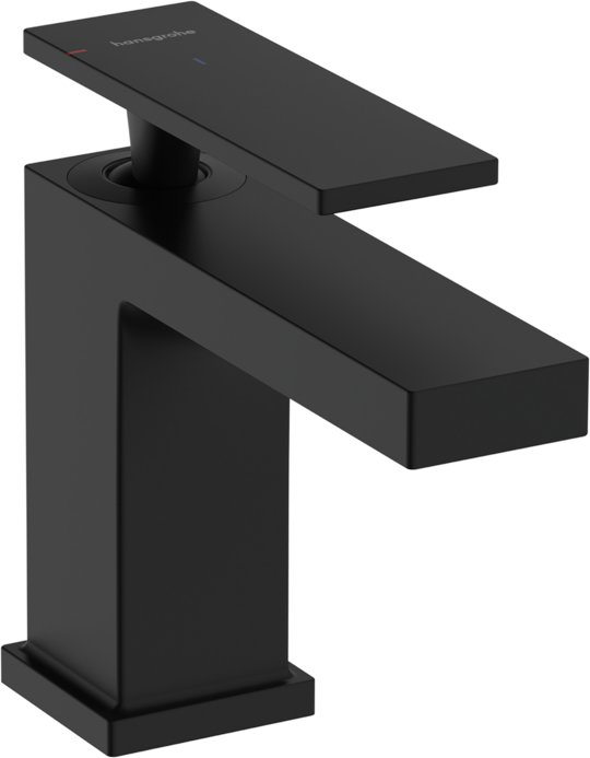 Смеситель для раковины с донным клапаном Hansgrohe Tecturis E 80 CoolStart, черный матовый (73002670) Для раковины Черный матовый
