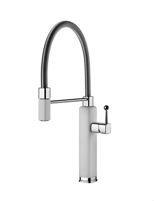 Змішувач для кухні Gessi Kitchen happy, білий матовий\ хром (60061-279) Для кухні Білий, Білий матовий, Хром