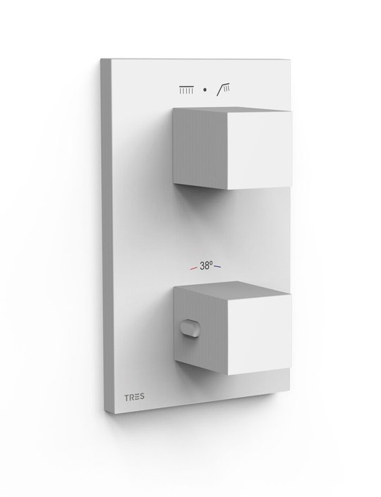 Термостатичний змішувач на 2 споживача Tres Therm-Box, білий матовий (00625001bm) Для ванни, Для душа Білий, Білий матовий