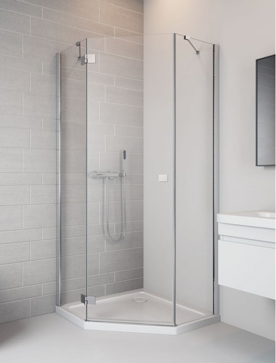 Душова кабіна Radaway Essenza New Ptj 80Lx100 (385010-01-01L + 385054-01-01) П'ятикутні Прозоре