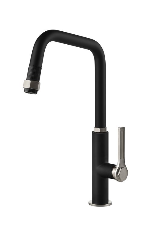 Смеситель для кухни Gessi Kitchen OFFICINE, сталь/черный матовый (60053-599) Для кухни Нерж. сталь, Черный матовый