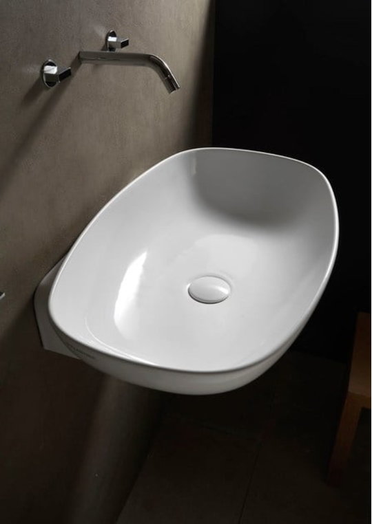 Керамическая раковина 76 см Flaminia Nuda, white (ND75L) На консоль, На столешницу, На тумбу Овальные