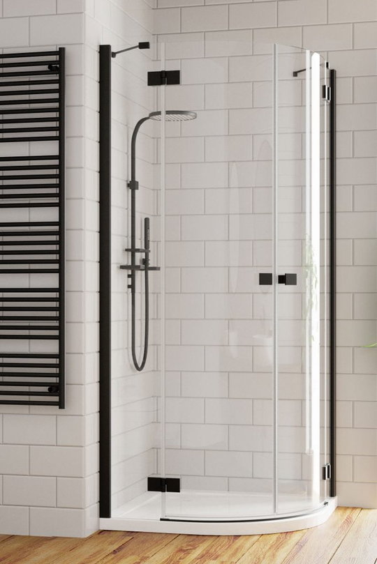 Душевая кабина Radaway Essenza New Black PDD 80Lx80R (385002-54-01L+385002-54-01R) Радиусные симметричные Прозрачное