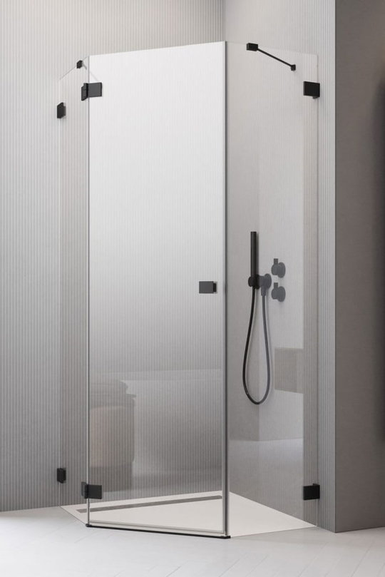 Душевая кабина Radaway Essenza Pro Black PTJ 80Lx100 (10100000-54-01L+10100500-01-01) Пятиугольные Прозрачное