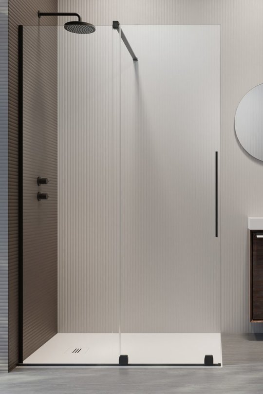Душевая перегородка Radaway Furo Black Walk-in 100L (10106538-54-01L+10110494-01-01) walk-in Прозрачное