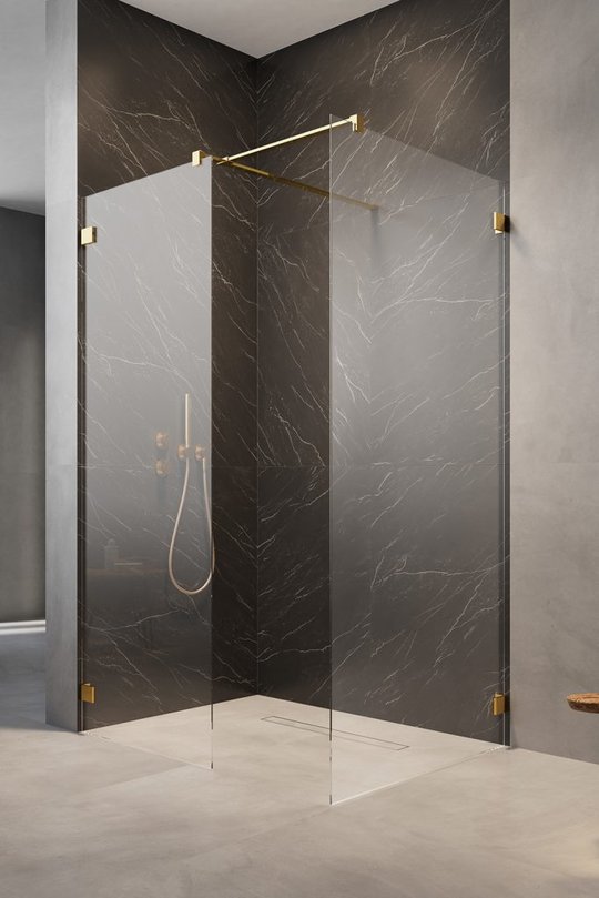 Душевая перегородка Radaway Essenza Pro 8 Gold Walk-in III 100x80 см (1012100-09-01+1012080-09-01+389000-09) walk-in Прозоре