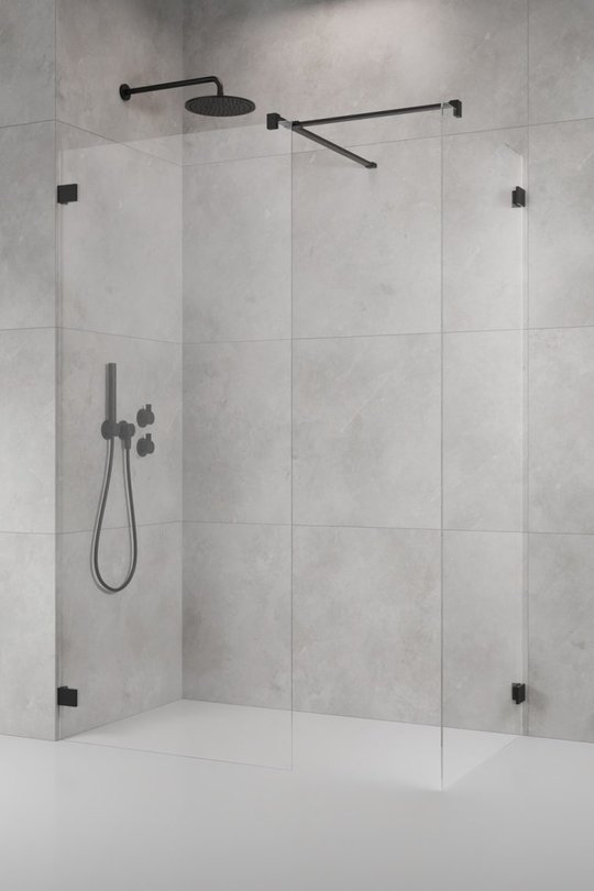 Душевая перегородка Radaway Essenza Pro Black Walk-in III 100x105 см (10103100-54-01+10103105-54-01+389000-54) walk-in Прозрачное